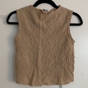 Stradivarius Crinkled Beige crop top